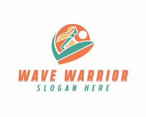 Surfer Woman Surfboard logo