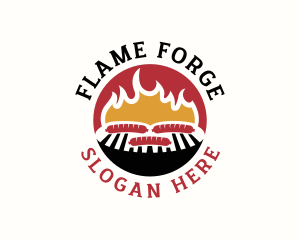 Flame BBQ Sausage logo design