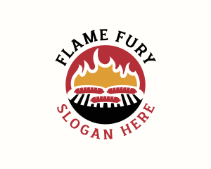 Flame BBQ Sausage logo design