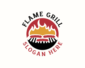 Flame BBQ Sausage logo design