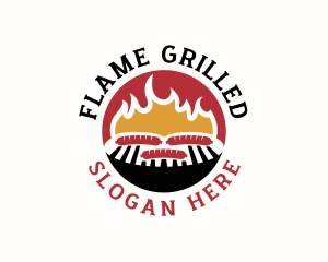 Flame BBQ Sausage logo design