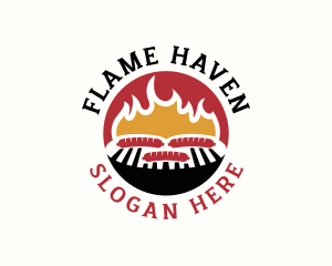 Flame BBQ Sausage logo design