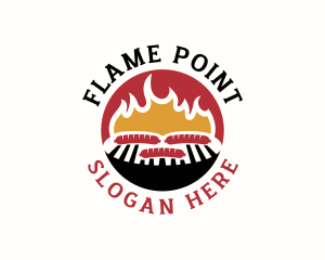 Flame BBQ Sausage logo design