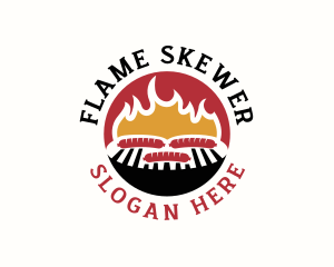 Flame BBQ Sausage logo design