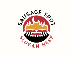 Flame BBQ Sausage logo design