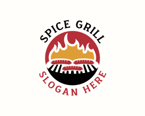 Flame BBQ Sausage logo design