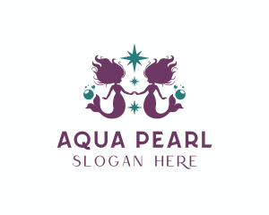 Ocean Mermaid Twins logo design