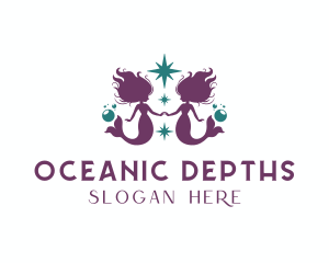 Ocean Mermaid Twins logo design