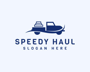 Blue Hauling Truck logo design