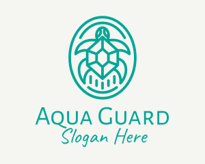 Teal Tortoise Turtle  logo design