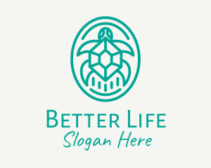 Teal Tortoise Turtle  logo design