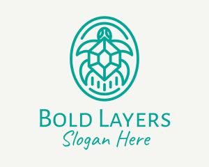 Teal Tortoise Turtle  logo design