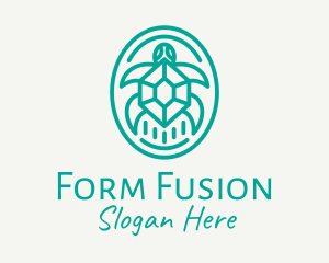 Teal Tortoise Turtle  logo design