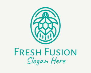 Teal Tortoise Turtle  logo design