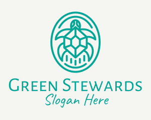 Teal Tortoise Turtle  logo design