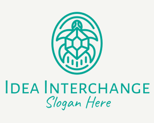 Teal Tortoise Turtle  logo design