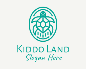 Teal Tortoise Turtle  logo design