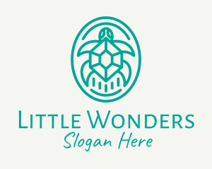 Teal Tortoise Turtle  logo design