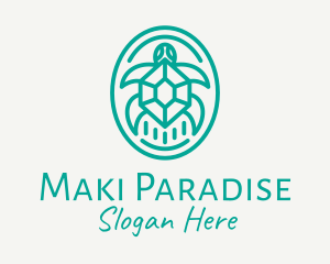 Teal Tortoise Turtle  logo design