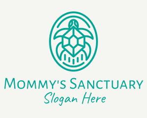 Teal Tortoise Turtle  logo design