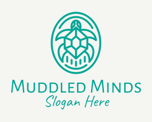 Teal Tortoise Turtle  logo design