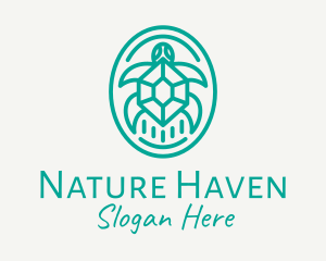 Teal Tortoise Turtle  logo design