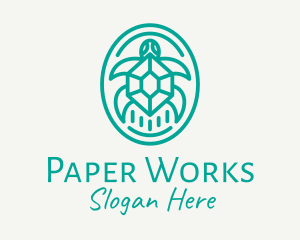 Teal Tortoise Turtle  logo design