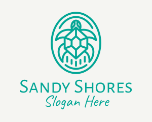 Teal Tortoise Turtle  logo design