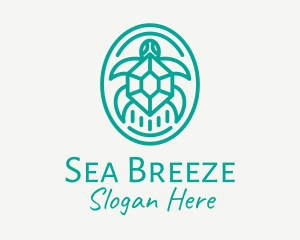 Teal Tortoise Turtle  logo design