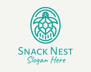 Teal Tortoise Turtle  logo design