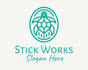 Teal Tortoise Turtle  logo design