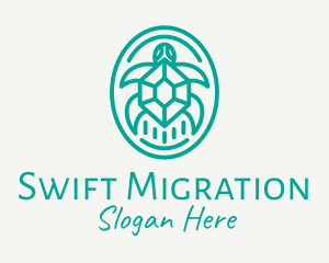 Teal Tortoise Turtle  logo design