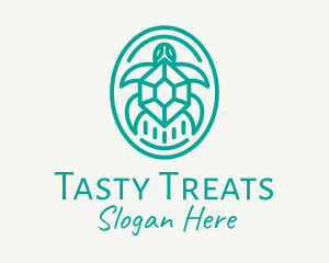 Teal Tortoise Turtle  logo design