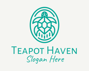 Teal Tortoise Turtle  logo design