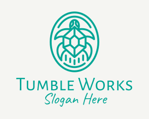 Teal Tortoise Turtle  logo design