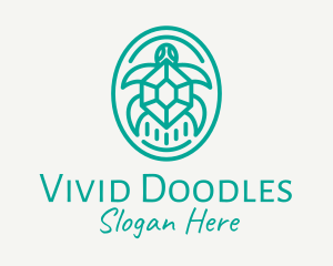 Teal Tortoise Turtle  logo design