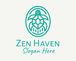 Teal Tortoise Turtle  logo design