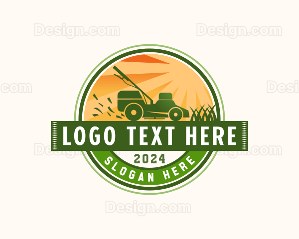 Mower Grass Landscaping Logo