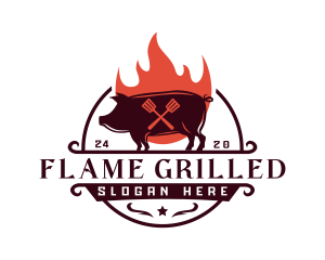 Grill Pork Barbecue logo design