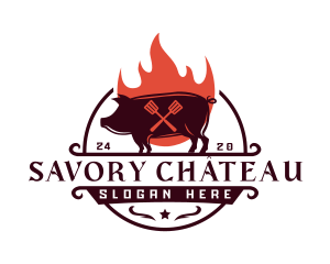 Grill Pork Barbecue logo design