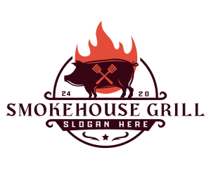 Grill Pork Barbecue logo design