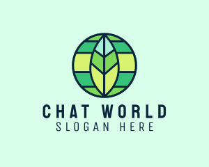 Natural Modern Leaf Globe  logo design