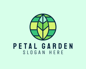 Natural Modern Leaf Globe  logo design