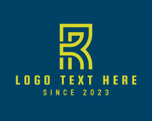 Lime Green Tech Letter R logo