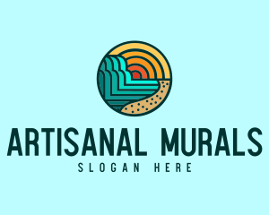 Tropical Beach Resort Circle logo design