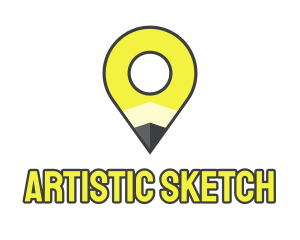 Pencil Location Place Pin logo design