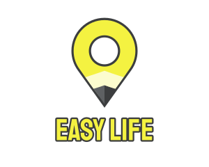 Pencil Location Place Pin logo design