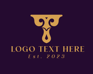 Luxury Flourish Ornament Letter T logo