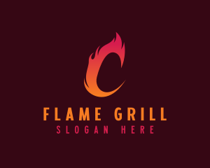 Hot Fire Letter C logo