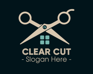 House Scissor Barber logo design